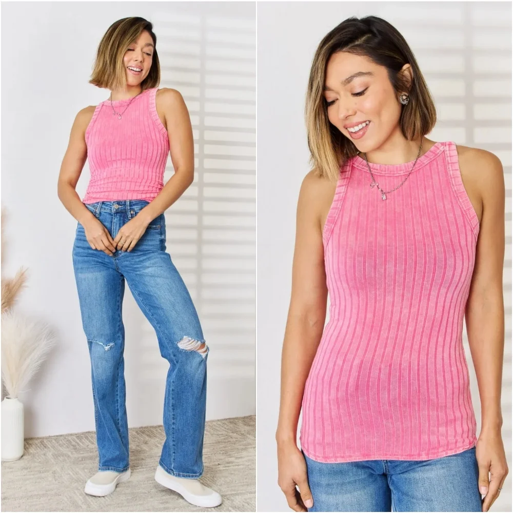 Eliza Ribbed Washed Tank - Picture 3 of 9